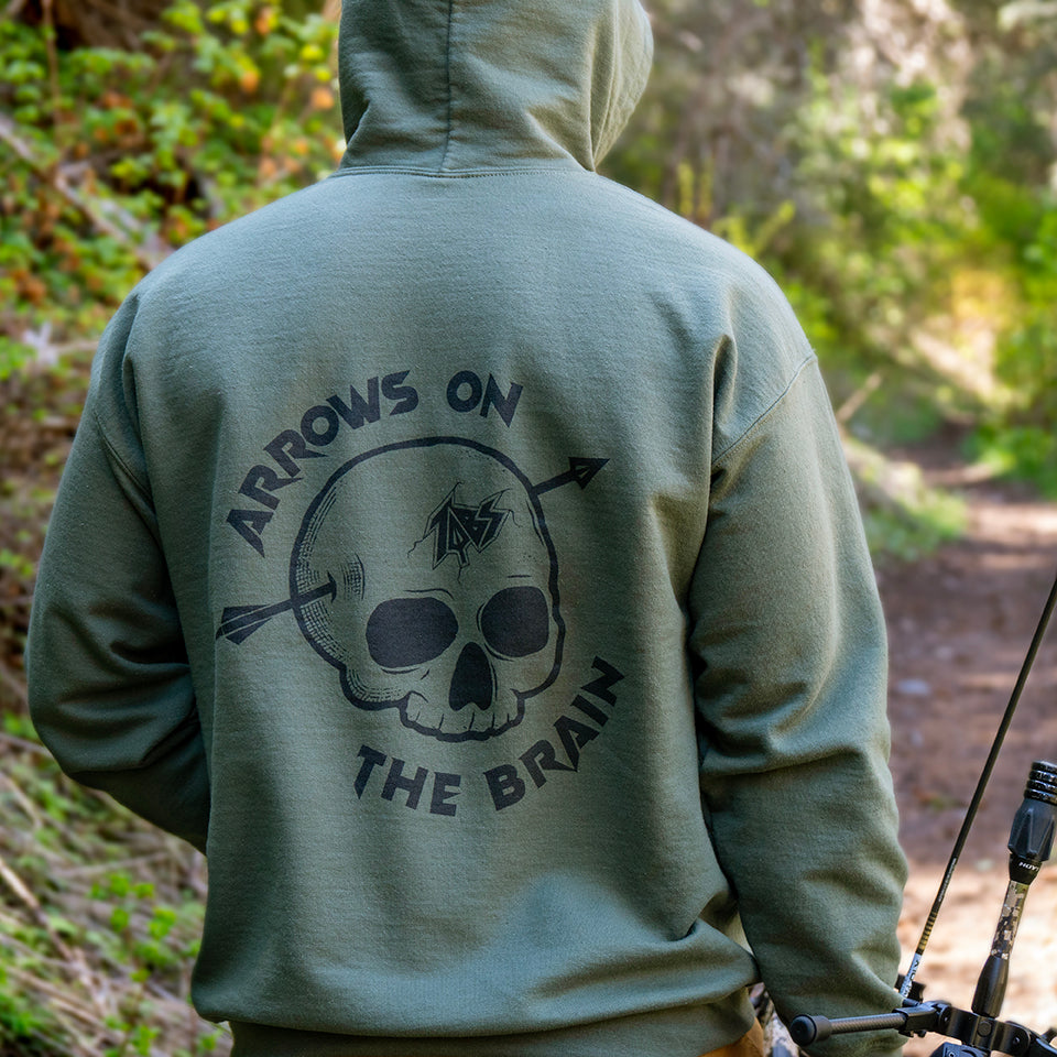 Arrows on the Brain, Heavy Blend Hoodie, Military Green