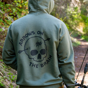 Arrows on the Brain, Heavy Blend Hoodie, Military Green